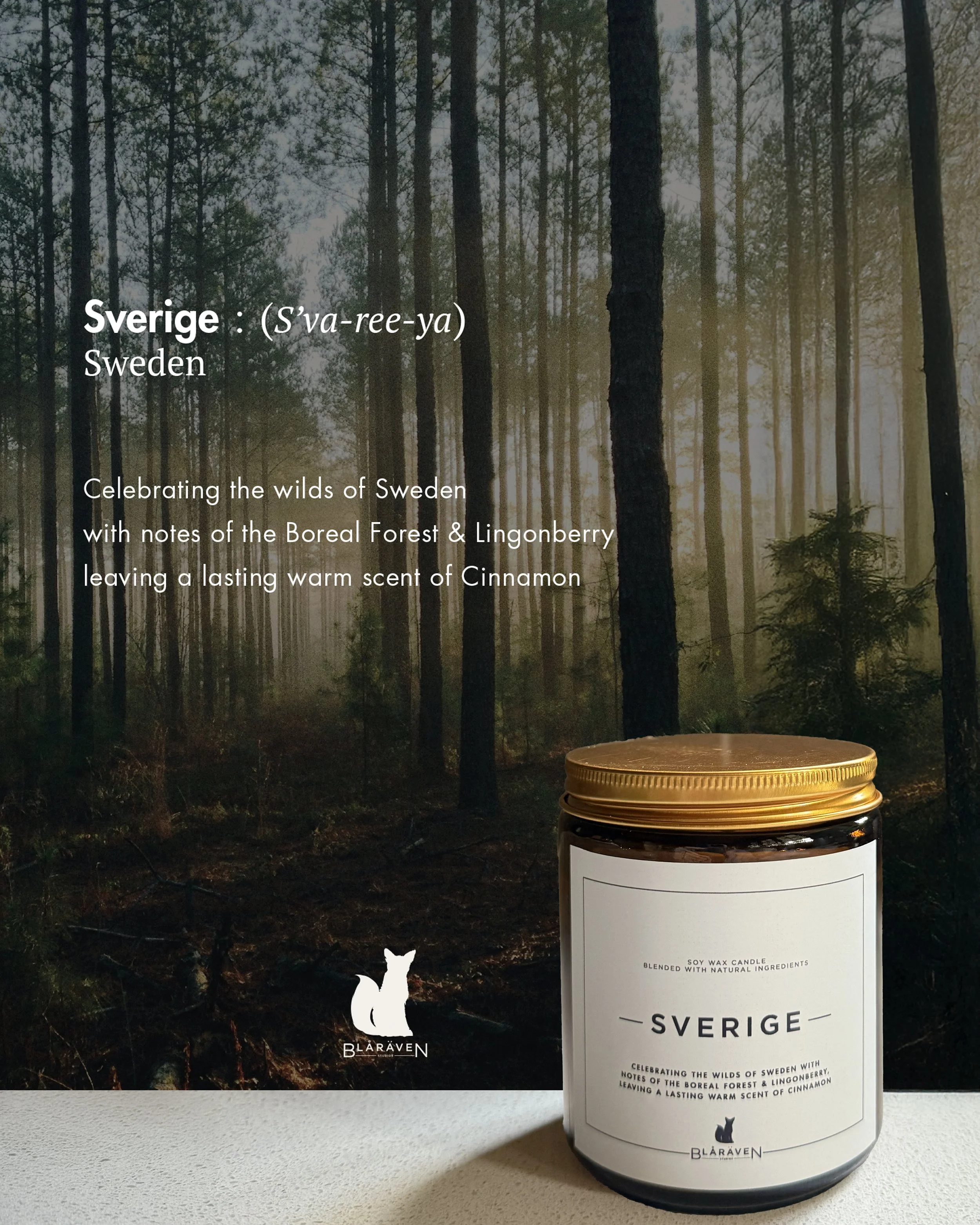 Sverige | 40 hour burn candle — Blåräven Studios